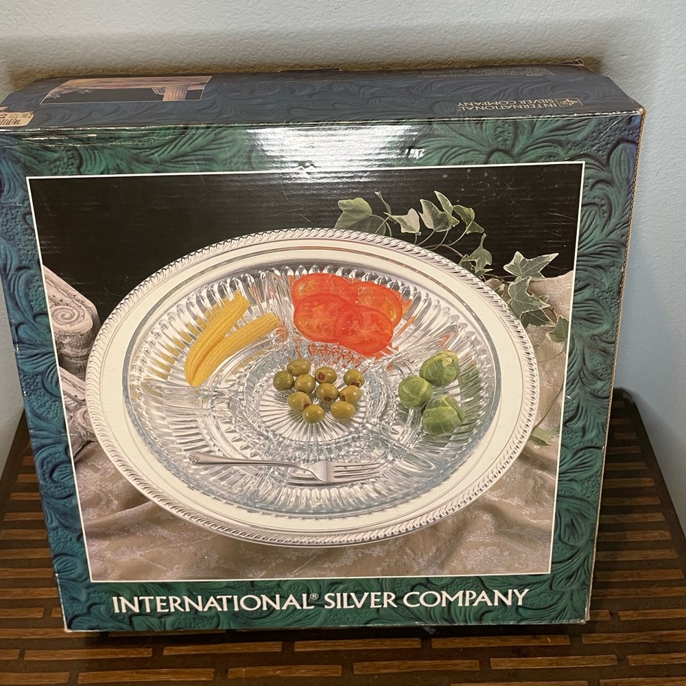 Silverplated and Crystal Relish Serving Dish